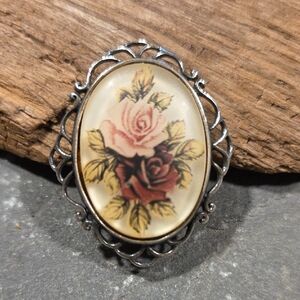 Vintage Sterling Silver Rose Brooch.  Beautiful!